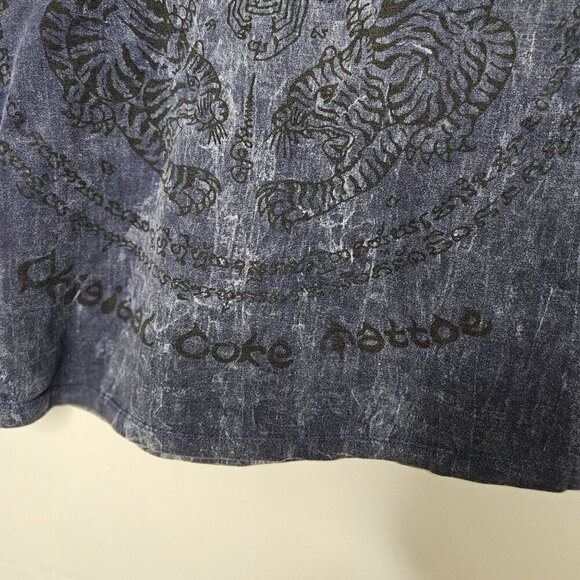 Chang Suk Thailand Size Medium Blue Tie Dye Top Fighting Tigers Boho Print Tank - Picture 3 of 7